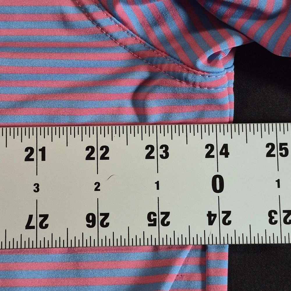 Vineyard Vines Performance Polo Short Sleeve Shirt XL Blue Pink Stripes Whale
